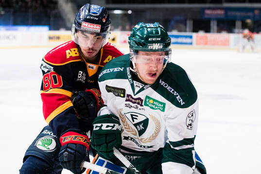 Djurgårdens Gustav Possler och Färjestads Gustaf Thorell
