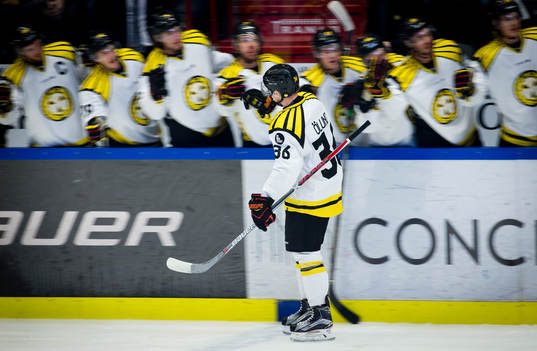 Brynäs Linus Ölund gör 0-2 och jublar