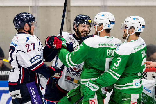 Linköpings Niklas Persson i gruff med Rögles Alen Bibic