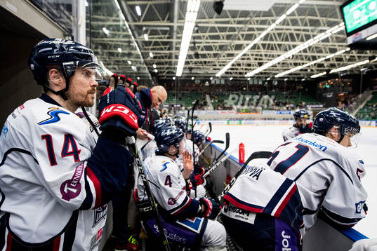 Linköpings Anssi Salmela deppar i båset
