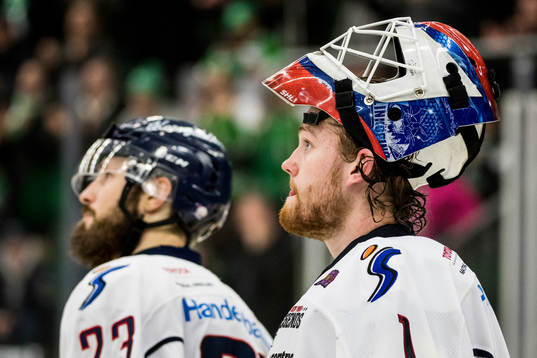 Linköpings målvakt Marcus Högberg och Niklas Persson