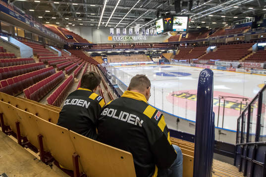 Tegera Arena interiör innan ishockeymatchen i SHL mellan