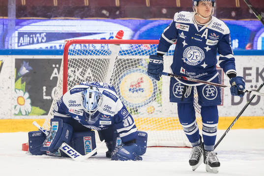 Leksands målvakt Henrik Haukeland och Martin Karlsson