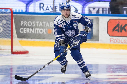 Leksands Ben Youds i ishockeymatchen i SHL mellan Leksand