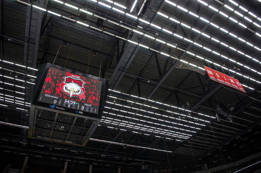 Jumbotronen i Malmö Arena innan ishockeymatchen i SHL
