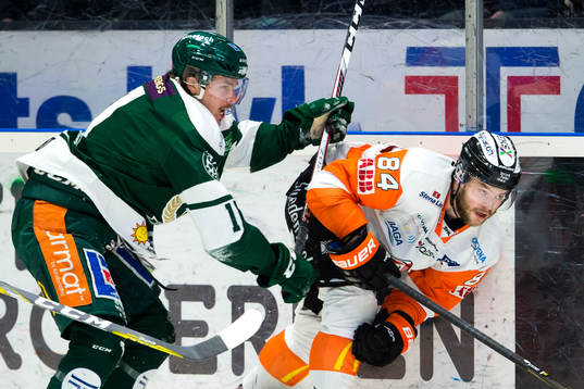 Färjestads Joakim Nygård och Karlskronas Jimmy Andersson