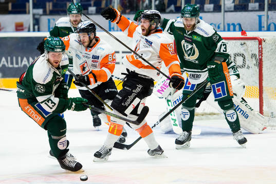 Färjestads Linus Persson och Anton Grundel, Karlskronas
