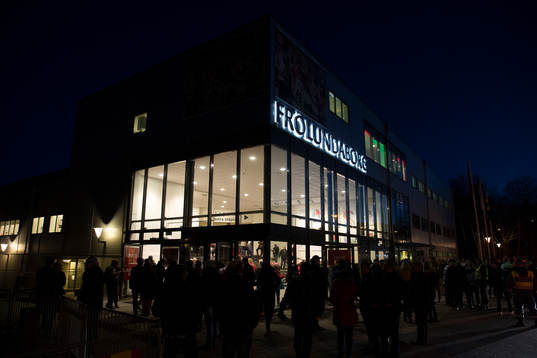 Frölundaborg exteriört innan ishockeymatchen i SHL mellan