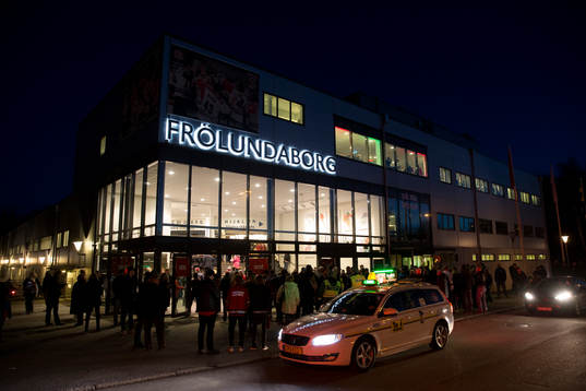 Frölundaborg exteriört innan ishockeymatchen i SHL mellan
