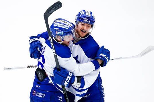 Leksands Patrik Norén och Joe Piskula jublar