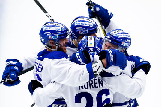 Leksands Patrik Norén och Joe Piskula jublar
