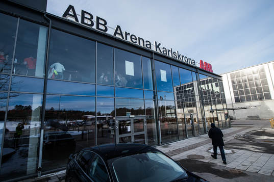 ABB arena Karlskrona utvändigt innan ishockeymatchen i SHL