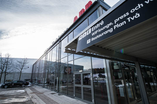 ABB arena Karlskrona utvändigt innan ishockeymatchen i SHL