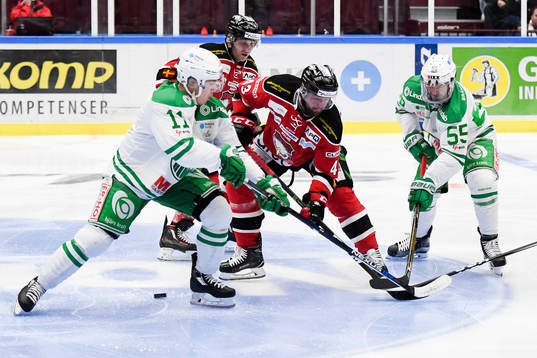 Rögles Bryan Lerg och Malmö Redhawks Nichlas Hardt