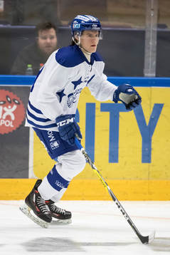 Leksands William Wikman i ishockeymatchen i SHL mellan