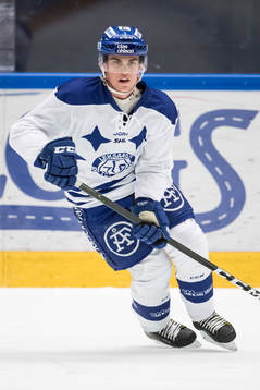 Leksands Oskar Lang i ishockeymatchen i SHL mellan Leksand