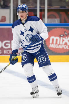 Leksands Johan Porsberger i ishockeymatchen i SHL mellan
