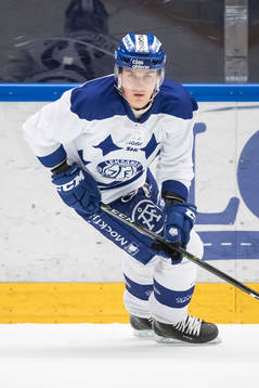 Leksands Martin Grönberg i ishockeymatchen i SHL mellan