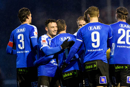Halmstads spelare jublar