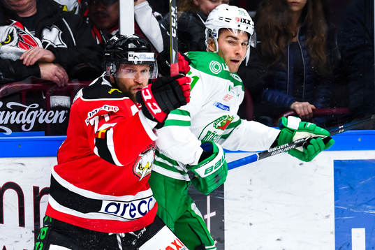 Malmö Redhawks Mathias Tjärnqvist och Rögles Dominik