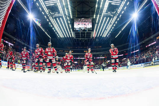 Malmö Redhawks spelare jublar