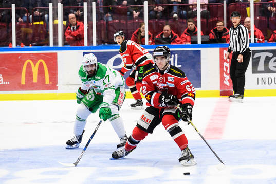 Rögles Taylor Matson och Malmö Redhawks Lukas Haudum