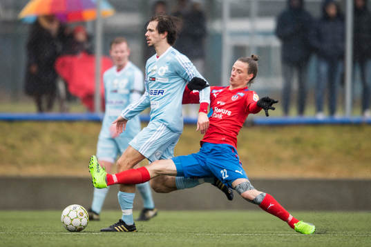 Helsingborgs Jesper Lange och Degerfors Sebastian Ohlsson