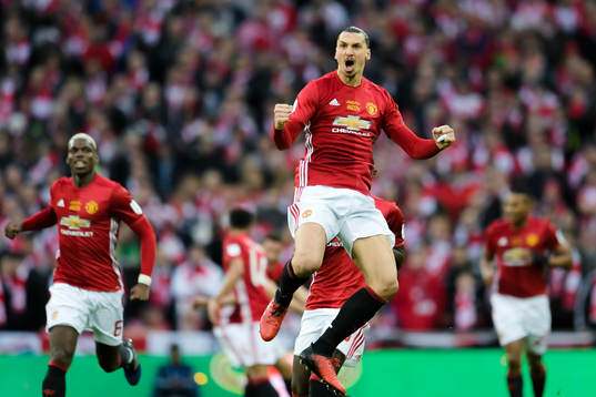Manchester Uniteds Zlatan Ibrahimovic jublar