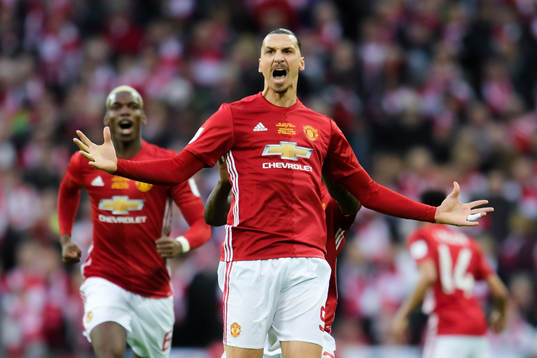 Manchester Uniteds Zlatan Ibrahimovic jublar