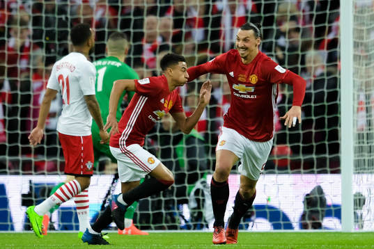 Manchester Uniteds Jesse Lingard och Zlatan Ibrahimovic
