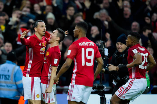 Manchester Uniteds Zlatan Ibrahimovic jublar