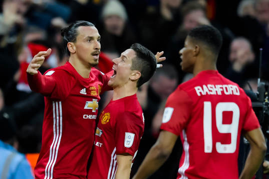 Manchester Uniteds Zlatan Ibrahimovic jublar
