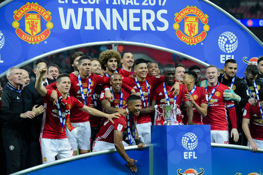 Manchester Uniteds Zlatan Ibrahimovic och lagkamraterna