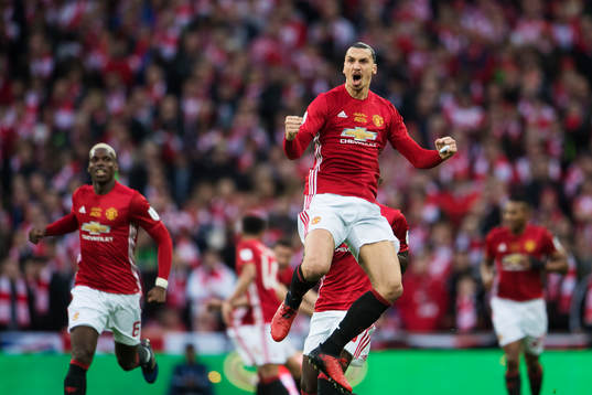Manchester Uniteds Zlatan Ibrahimovic jublar