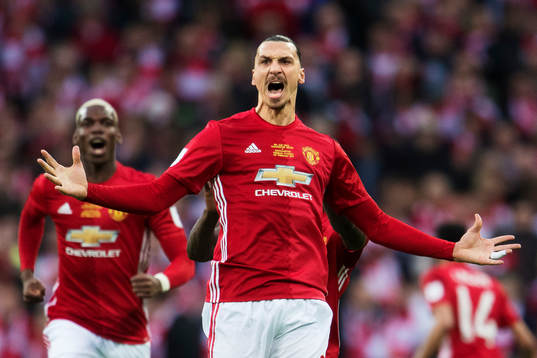 Manchester Uniteds Zlatan Ibrahimovic jublar