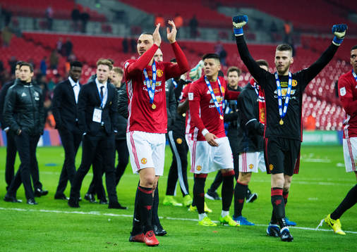Manchester Uniteds Zlatan Ibrahimovic jublar