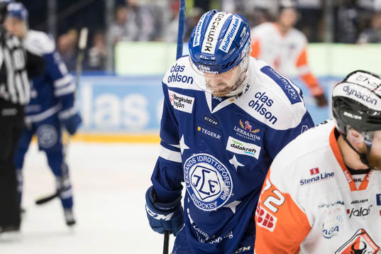 Leksands Mattias Ritola  deppar i ishockeymatchen i SHL