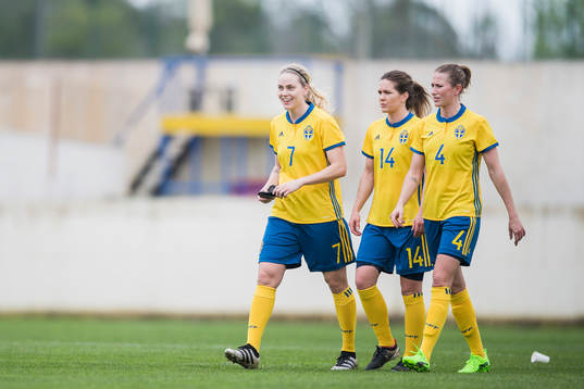 Sveriges Lisa Dahlkvist, Hanna Folkesson och Emma Berglund