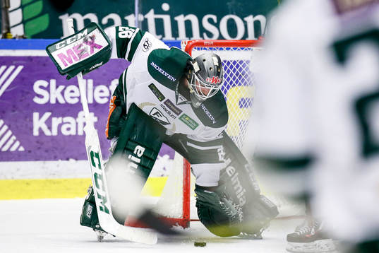 Färjestads målvakt Stefan Steen jublar