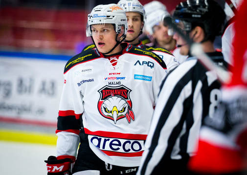 Malmö Redhawks Rhett Rakhshani gör 0-1 och jublar
