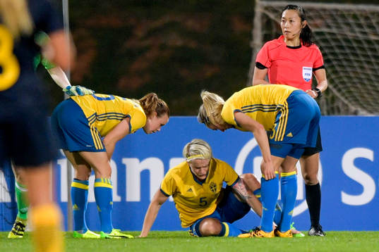 Sveriges Nilla Fischer grinar illa