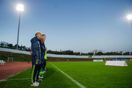 Sveriges förbundskapten Pia Sundhage och assisterande