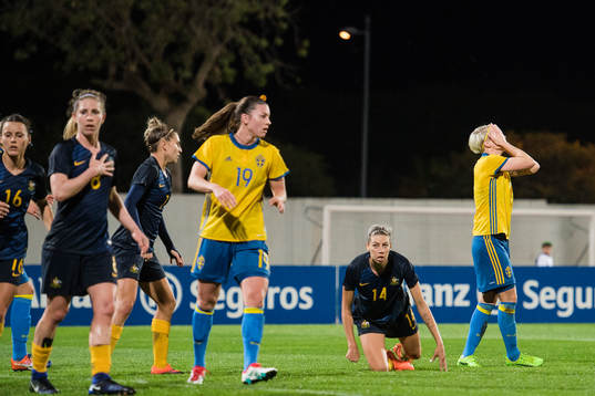Sveriges Pauline Hammarlund och Nilla Fischer deppar