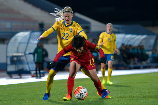 Sveriges Olivia Schough och Kinas Ren Guixin