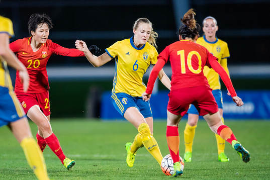 Sveriges Magdalena Eriksson mot Kinas Zhang Rui och Yang Li