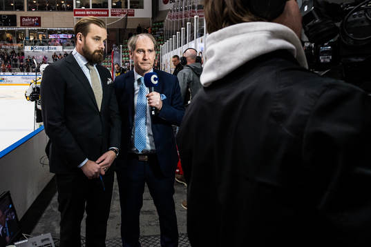 Sanny Lindström och Anders Fredriksson från Cmore innan