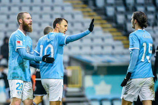Malmö FFs Jo Inge Berget, Magnus Wolff Eikrem och Pawel