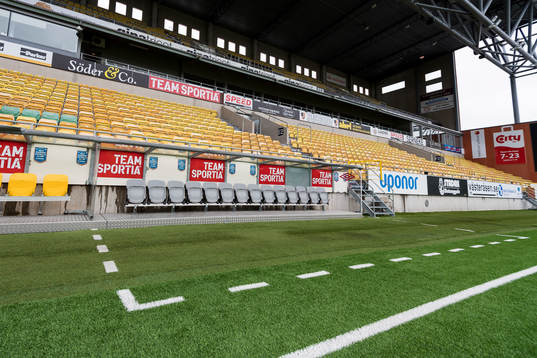 Interiör Borås arena innan fotbollsmatchen i Svenska