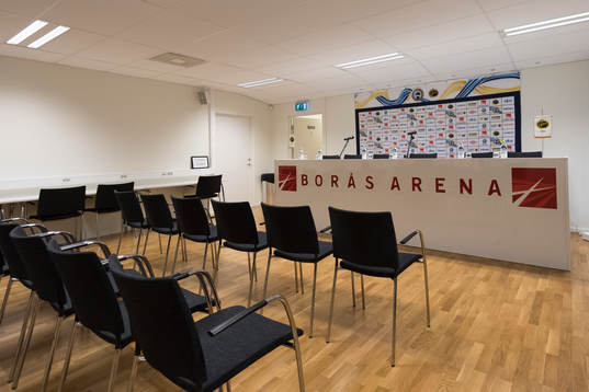 Interiör Borås arena innan fotbollsmatchen i Svenska