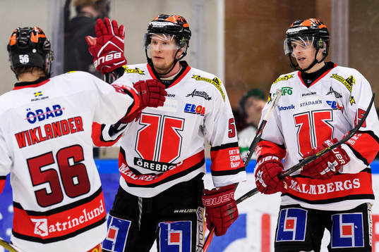 Örebros Johan Motin och Kalle Olsson jublar
